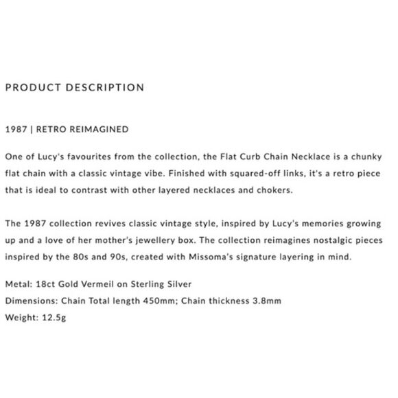 EUC Missoma x Lucy Williams Flat Curb Chain Necklace 18k Gold Vermeil Layering - Picture 9 of 14